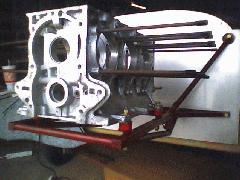 As you can see, getting a carb and airbox to fit under the engine is going to be a chore, due to the Dragonfly's TINY firewall! CorvairTrialFit.jpg